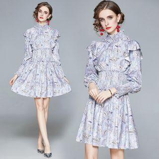 Floral Ruffle Trim A-line Dress