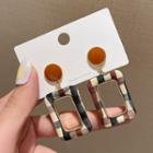 Plaid Rectangle Dangle Earring A023 - 1 Pair - Gold - One Size