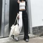 Straight Wide Leg Two-tone Pants