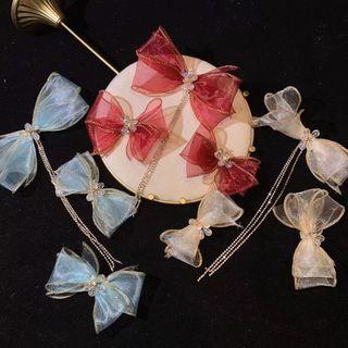 Set Of 3: Wedding Bow Mesh Hair Clip (various Designs)