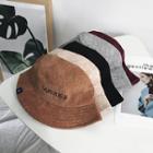 Corduroy Embroidered Buckle Hat
