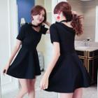 One Shoulder Short-sleeve A-line Dress