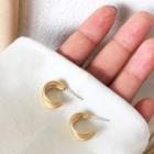 Layered Alloy Open Hoop Earring 1 Pair - Stud Earring - S925 Silver Needle - Gold - One Size