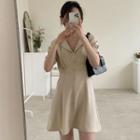 Short Sleeve Collar Placket Mini A-line Dress