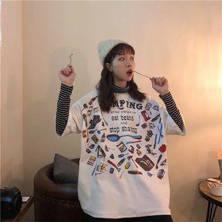 Letter Print Short Sleeve Oversized T-shirt