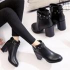 Zip-up Chunky Heel Ankle Boots