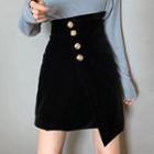 Asymmetric Velvet Mini A-line Skirt