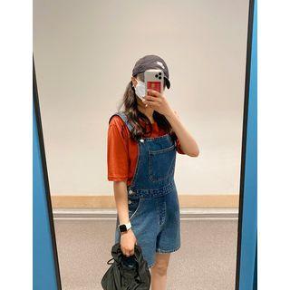 Dungaree Denim Overall Shorts Blue - One Size