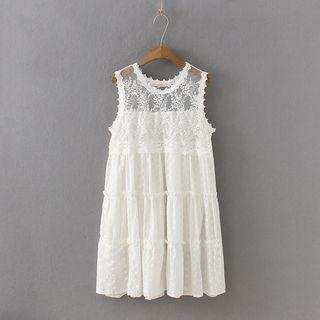 Embroidered Tank Dress White - One Size