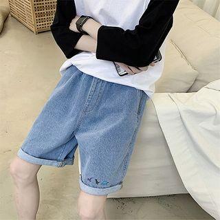 Dinosaur Print Denim Shorts