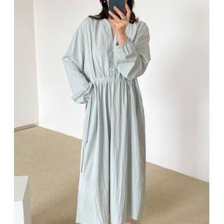 Long-sleeve Drawstring Loose Fit Dress