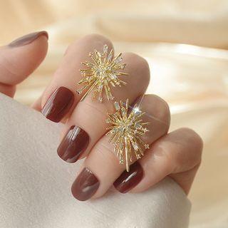 Rhinestone Stud Earring 1 Pair - Qr0301 - Gold - One Size