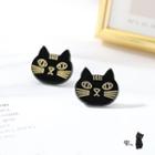 Cat Stud Earring Stud Earring - 1 Pair - Cat - Black - One Size