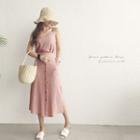 Set: Spaghetti-strap Top + Button-front Midi Skirt