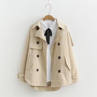 Trench Jacket / Tie Neck Blouse