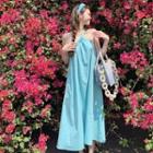 Halter A-line Dress Light Blue - One Size