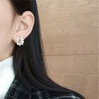 Floral Ear Stud 1 Pair - S925 Silver Needle - Gold - One Size