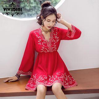 Long-sleeve Embroidered Sundress