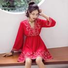 Long-sleeve Embroidered Sundress