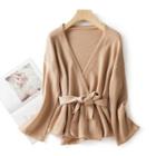 Tie-front Cardigan Khaki - One Size