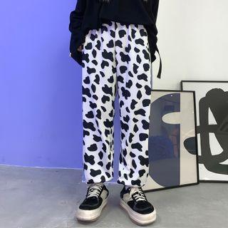 Milk Cow Print Loose Fit Pants