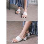Toe-loop Block-heel Stripe Mules