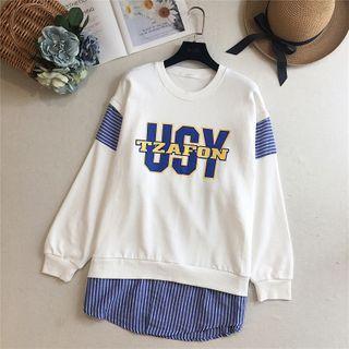 Mock-two Piece Lettering Sweatshirt