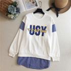Mock-two Piece Lettering Sweatshirt