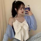 Spaghetti Strap Bow Top / Cropped Cardigan