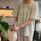 Elbow-sleeve Tied Back Blouse