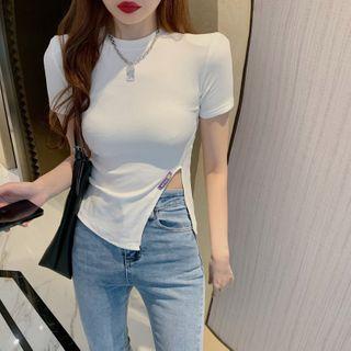 Short-sleeve Slited Crop T-shirt