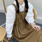 Long Sleeve Doll Collar Ruffle Trim Shirt Shirt - White - One Size