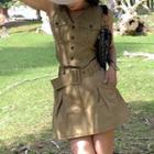 Set: Pocket Detail Button-up Vest + Mini A-line Skirt