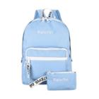 Set: Letter Embroidered Backpack + Zip Pouch