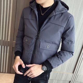 Cartoon Print Zip Hooded Padded Jacket