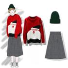 Xmas Sweater / Midi A-line Skirt / Beanie