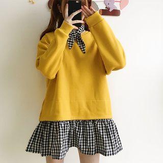 Mock Two-piece Pullover Dress Yellow - One Size