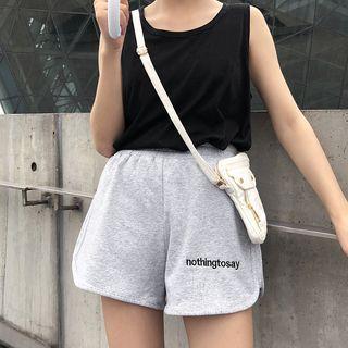 Plain Tank Top / Lettering Shorts