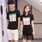 Couple Matching Printed T-shirt / Fringed T-shirt Dress