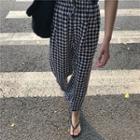 Gingham Cropped Wide-leg Pants Gingham - White & Black - One Size