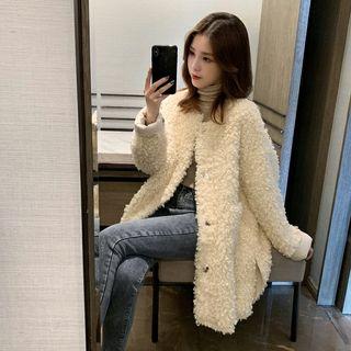 Round Neck Fleece Button Jacket