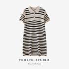 Two Tone Striped A-line Dress Almond - One Size