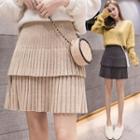 Layered Mini A-line Knit Skirt