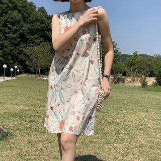 Floral Sleeveless A-line Dress As Shown In Figure - One Size