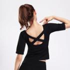 Cross Strap Back Short Sleeve Padded T-shirt