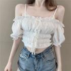 Off-shoulder Ruched Puff-sleeve Blouse / Camisole Top
