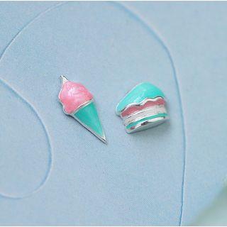 Asymmetric Dessert Ear Stud 1 Pair - As Shown In Figure - One Size
