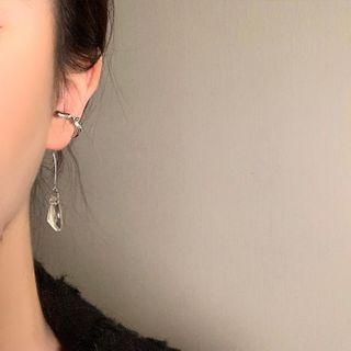 Faux Crystal Cuff Dangle Earring 1 Pair - Clip-on Earring - Silver - One Size