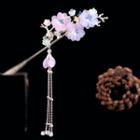 Faux Pearl & Floral Dangle Hair Clip 1 Pc - Hair Clips - Plum Blossom - One Size
