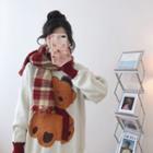Contrast Panel Bear Sweater